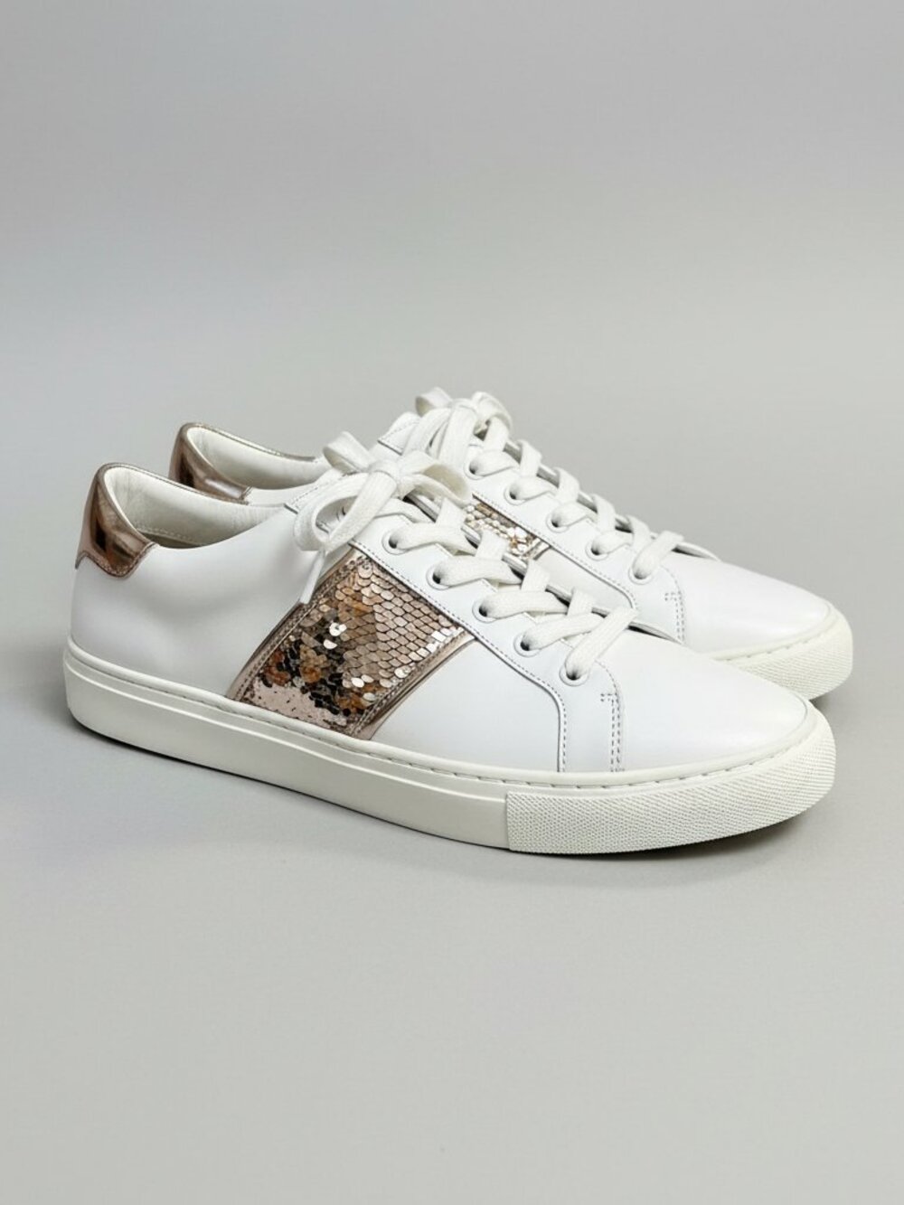 Tory Burch white and silver sneakers, size 9